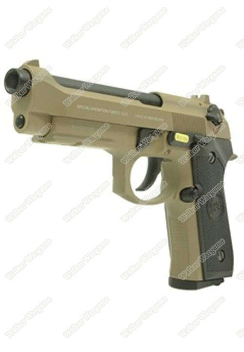 WE Beretta M9 Z88 Full Metal Green Gas Blow Back GBB Pistol - Desert Tan