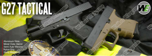 WE Tech Mini Subcompact Glock 27 Green Gas Blow Back Pistol - Black