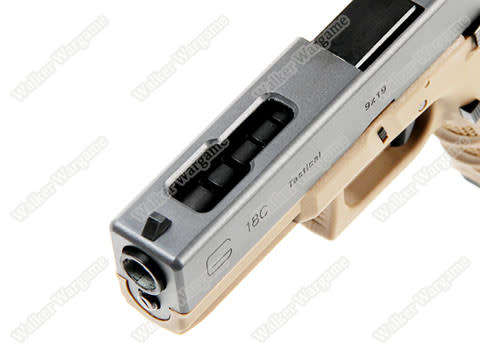 WE Tech Glock 18C Geen Gas Blow Back Pistol - Black Semi Auto/Full Auto Tan