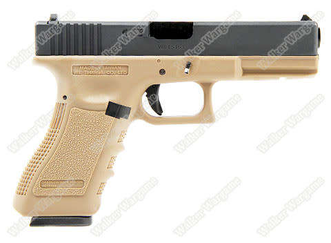 WE Tech Glock 18C Geen Gas Blow Back Pistol - Black Semi Auto/Full Auto Tan