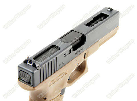 WE Tech Glock 18C Geen Gas Blow Back Pistol - Black Semi Auto/Full Auto Tan