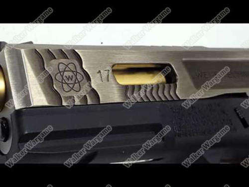 WE Special Custom Glock 17 GBB Pistol Transformers Type (Silver Slide, Black Frame, Gold Barrel)