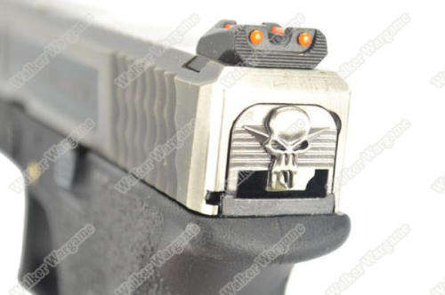 WE Special Custom Glock 17 GBB Pistol Transformers Type (Silver Slide, Black Frame, Gold Barrel)