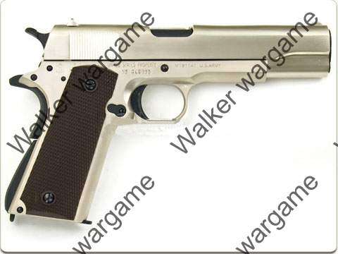 WE Full Metal Colt 1911 Single Stack Green Gas Blow Back Pistol - Silver