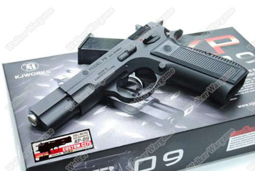 KJ Works KP09 CZ-75 Airsoft Green Gas Blow Back Pistol - Black