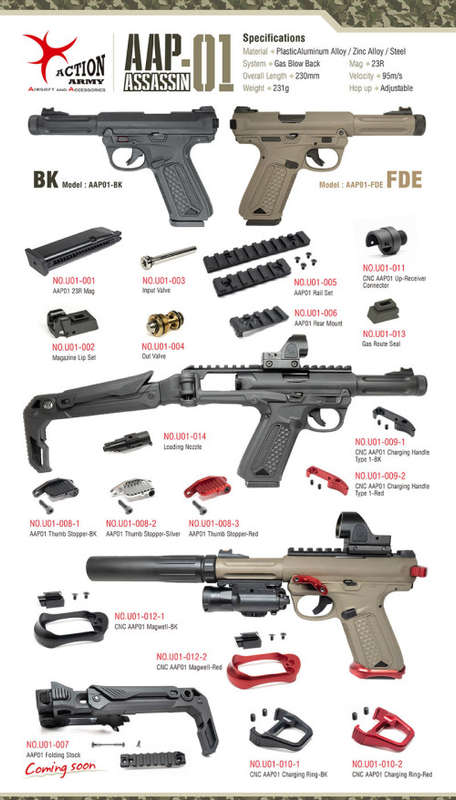 Action Army AAP01 Assassin Green Gas Pistol (Ruger Mark IV Style) Black