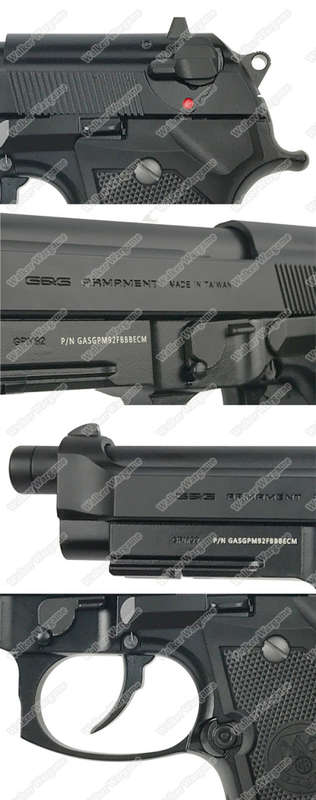 G&G GPM92 MK3 Gas Blowback Airsoft M9 Pistol - BLACK V2 Full metal
