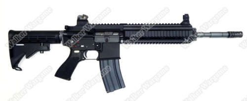 WE HK416 Green Gas Blow Back 4168 GBB Rifle - Black  Open Chamber Version)