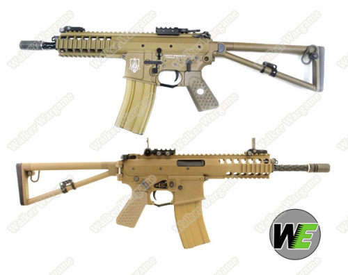 WE KAC PDW 8` Open Bolt Green Gas Blow Back GBB Rifle - Tan