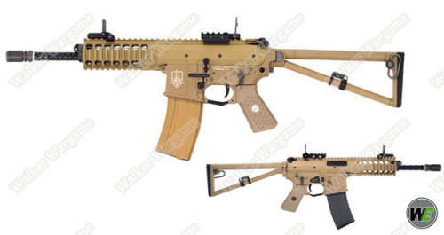 WE KAC PDW 8` Open Bolt Green Gas Blow Back GBB Rifle - Tan