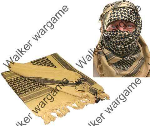 Mil Spec 100% Cotton Tactical Shemagh Coyote Tan / Black