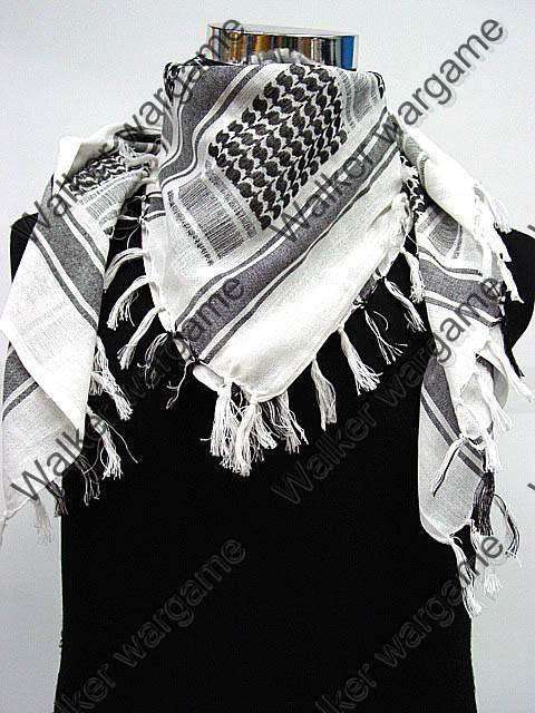 Mil Spec 100% Cotton Tactical Shemagh White / Black