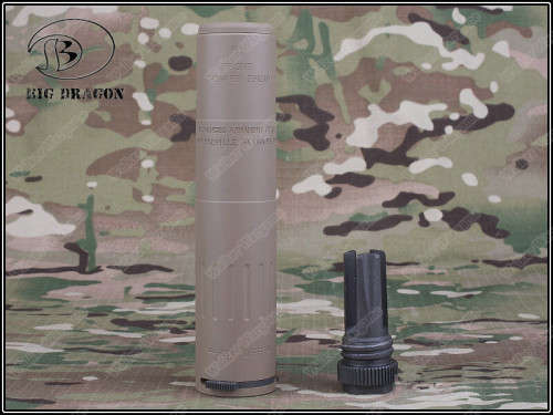 BD AAC M4-2000 Airsoft Silencer With Flash Hider- Tan color
