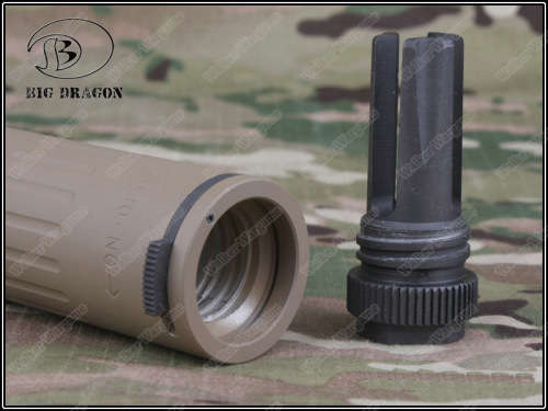 BD AAC M4-2000 Airsoft Silencer With Flash Hider- Tan color