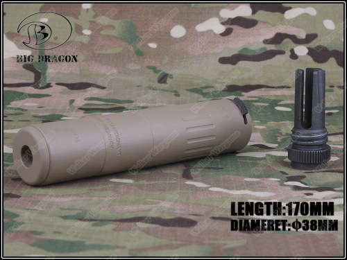 BD AAC M4-2000 Airsoft Silencer With Flash Hider- Tan color