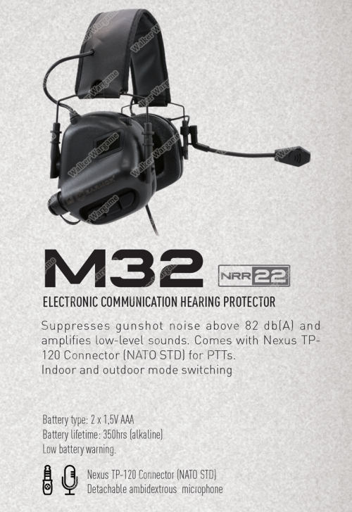Black EARMOR M32 Noise Reducing Headset MOD3 Electronic Communication Hearing Protector