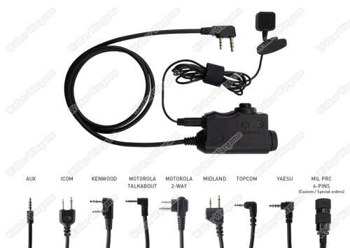 M52 EARMOR Tactical PTT with Finger button (push to talk) For Kenwood 2 Pin