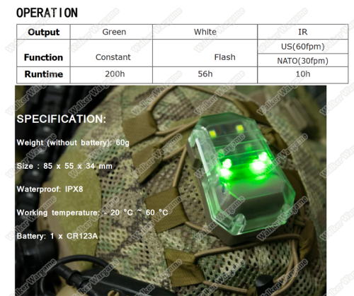 Tan - F101 `Stealth` Survival Light Survival light with multi-function For Helmet