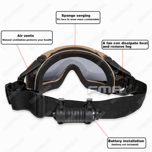 FMA Fan Goggles With Two Lens - Black