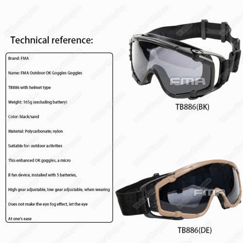 FMA Fan Goggles With Two Lens - Black