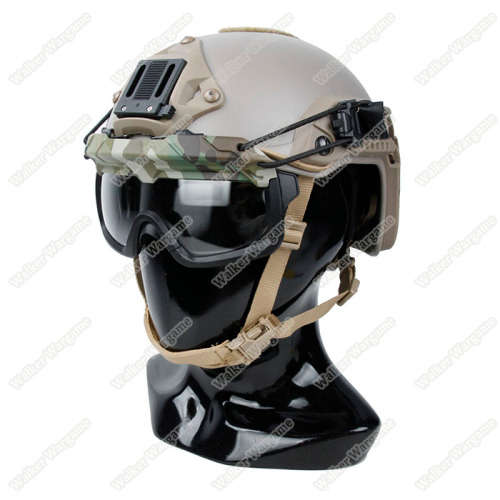 Tan Frame - Clear Lens FMA SF Tactical Helmet QD Goggle Anti FOG Wind Dust Protection ANSI Z87.1