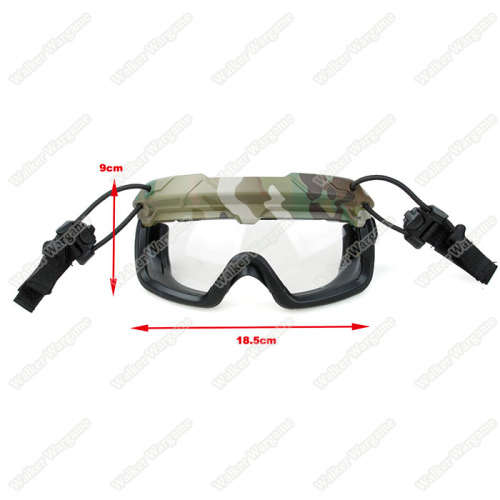 Tan Frame - Clear Lens FMA SF Tactical Helmet QD Goggle Anti FOG Wind Dust Protection ANSI Z87.1