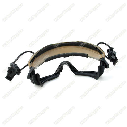 Tan Frame - Clear Lens FMA SF Tactical Helmet QD Goggle Anti FOG Wind Dust Protection ANSI Z87.1