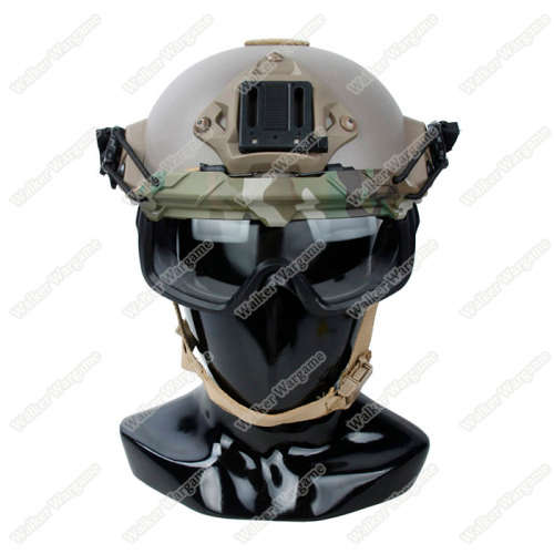 Tan Frame - Clear Lens FMA SF Tactical Helmet QD Goggle Anti FOG Wind Dust Protection ANSI Z87.1