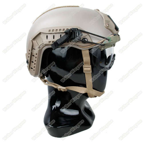 Tan Frame - Clear Lens FMA SF Tactical Helmet QD Goggle Anti FOG Wind Dust Protection ANSI Z87.1