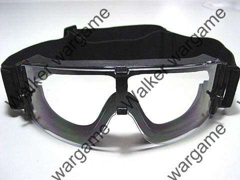 Tactical Wind Dust X800 Goggle Clear Glasses - Black