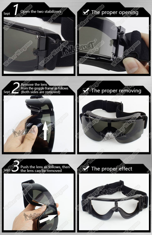 Tactical Wind Dust X800 Goggle Clear Glasses - Tan