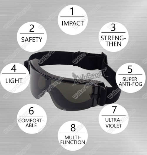 Tactical Wind Dust X800 Goggle Clear Glasses - Tan