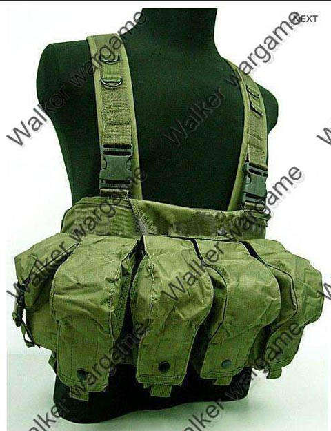 Russian Army, Chinese Army AK Magazine Chest Rig Carry Vest - OD Green