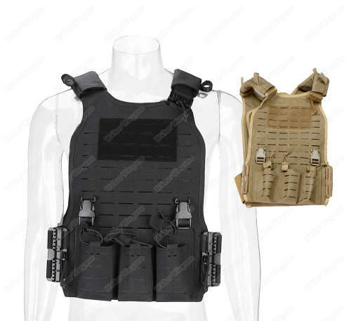 WF Tactical Vest Laser Cut Molle With Quick Release System - Desert Tan