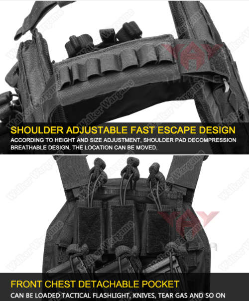 YAKEDA Quick Release Plate Carrier Molle Vest - Multicam Black