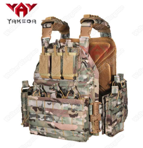 YAKEDA Quick Release Plate Carrier Molle Vest - Multicam