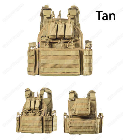 YAKEDA Quick Release Plate Carrier Molle Vest - Tan