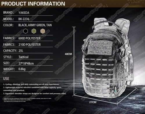 YAKEDA 25L Dragon Egg 25L Tactical Molle Bag - OD Green