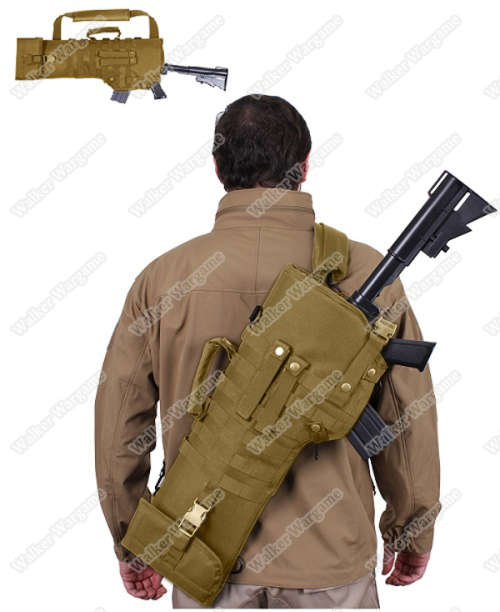 Tactical Shoulder Carry Or Molle Rifle Scabbard Fit M4 AK Shotgun - Tan