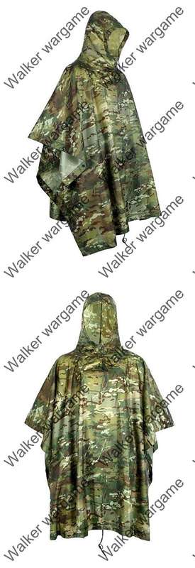 Military Poncho Waterproof Hooded Raub Coat US British Army Ripstop - Multicamo