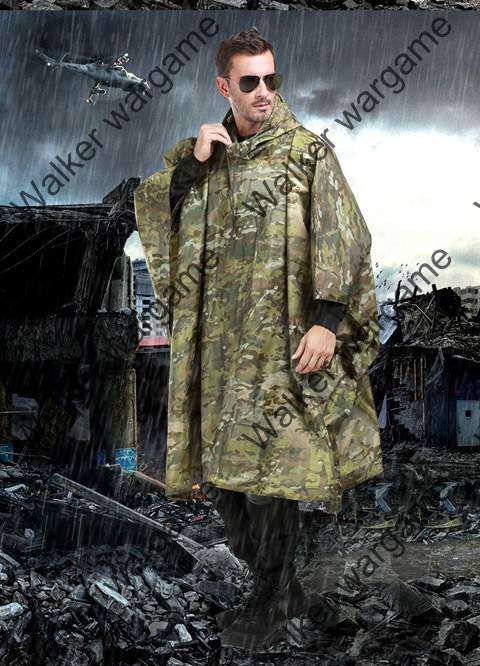 Military Poncho Waterproof Hooded Raub Coat US British Army Ripstop - Multicamo