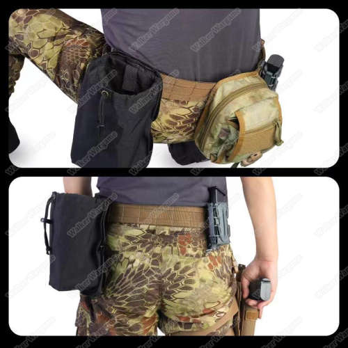 WF003 WF Folding Dump Pouch Laser Cut Molle - Black