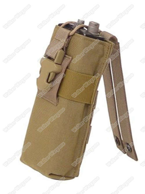 Tactical Molle Long Radio Pouch - Fit Radio GreenGas Water Bottle - Tan