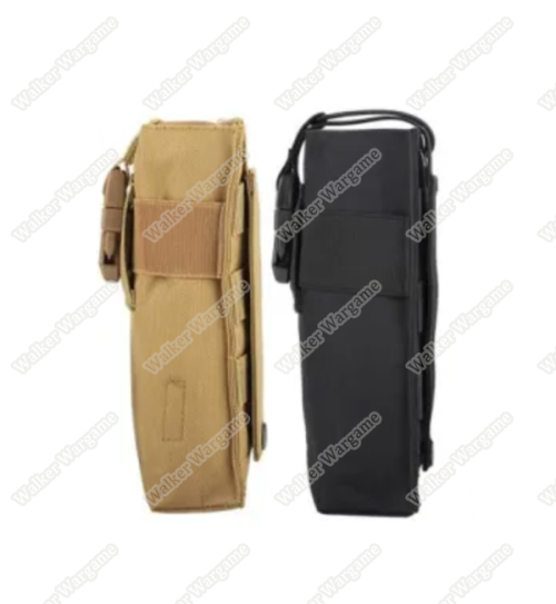 Tactical Molle Long Radio Pouch - Fit Radio GreenGas Water Bottle - Tan