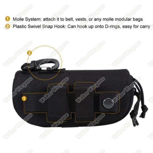 Tactical Molle Glasses Hard Case Zipper Sunglasses Carrying Case 1000D Nylon with Clip Tan