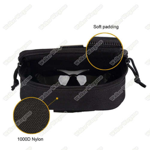 Tactical Molle Glasses Hard Case Zipper Sunglasses Carrying Case 1000D Nylon with Clip Tan