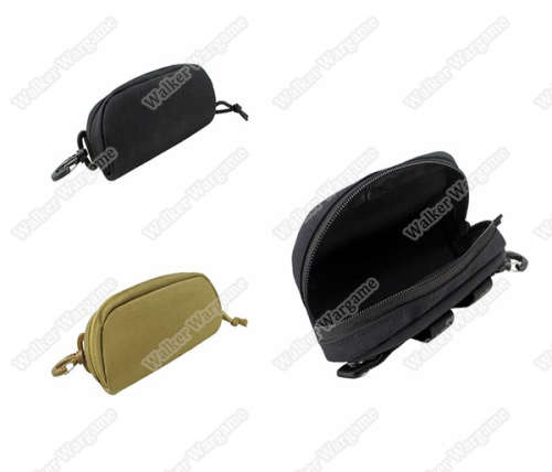 Tactical Molle Glasses Hard Case Zipper Sunglasses Carrying Case 1000D Nylon with Clip Tan