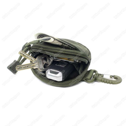 Molle Coin Bag Key Bag Round Small Bag with Hook - SWAT Black