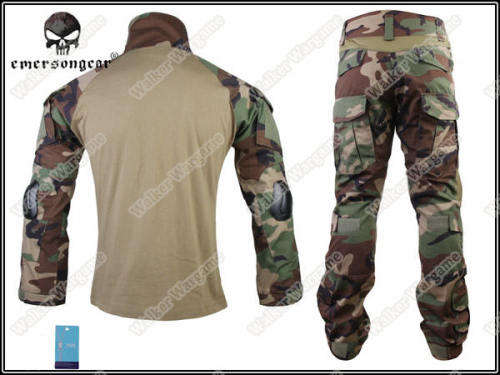 Combat Set Shirt & Pants Build in Elbow & Knee Pads - US Navy SEAL Woodland Size L
