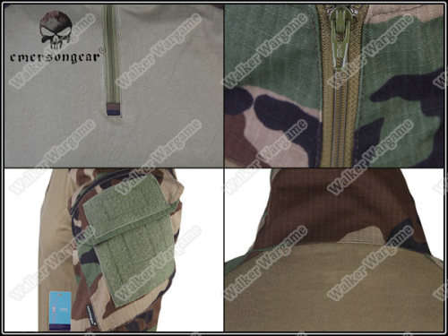 Combat Set Shirt & Pants Build in Elbow & Knee Pads - US Navy SEAL Woodland Size L